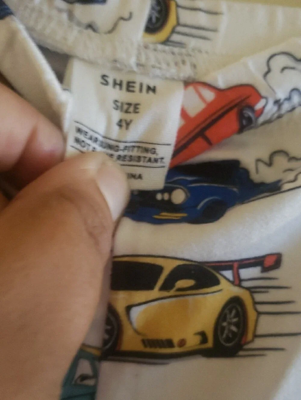 SHEIN White Kids Car Print Pajama Bottoms - Red Blue Yellow Teal Black